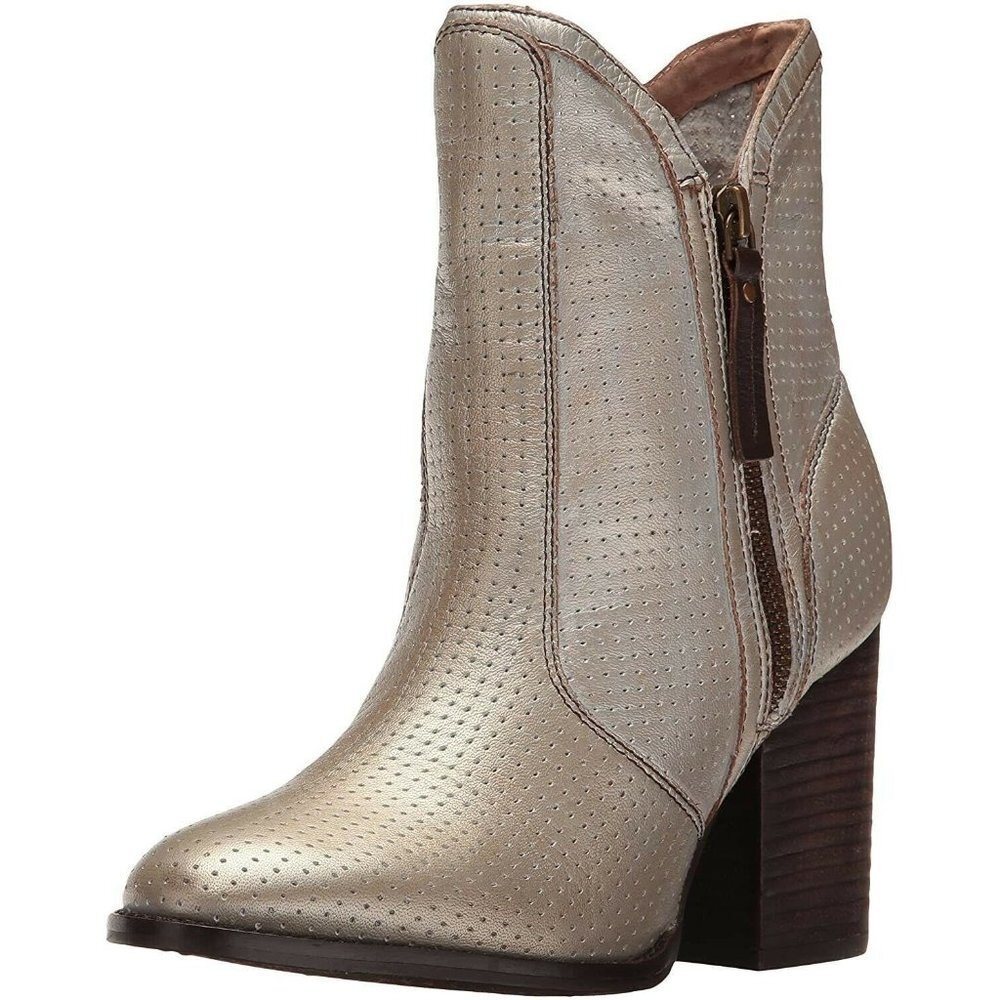 Seychelles Around The World Women's 9 M Silver Ankle Booties Suede Zipper Boots